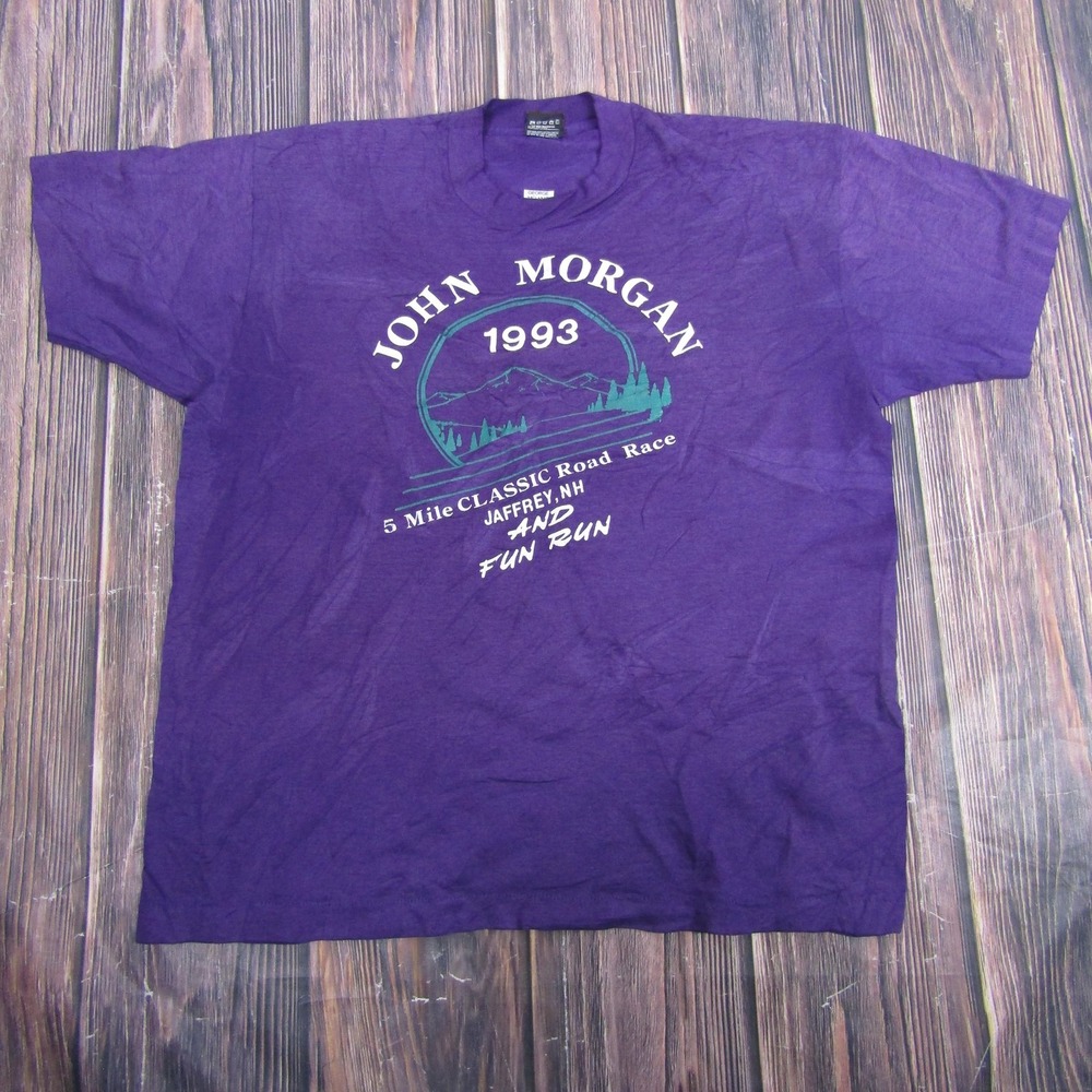 Best Fruit of the Loom T-Shirt Mens XL Purple 1993 John Morgan Road Race Vintage
